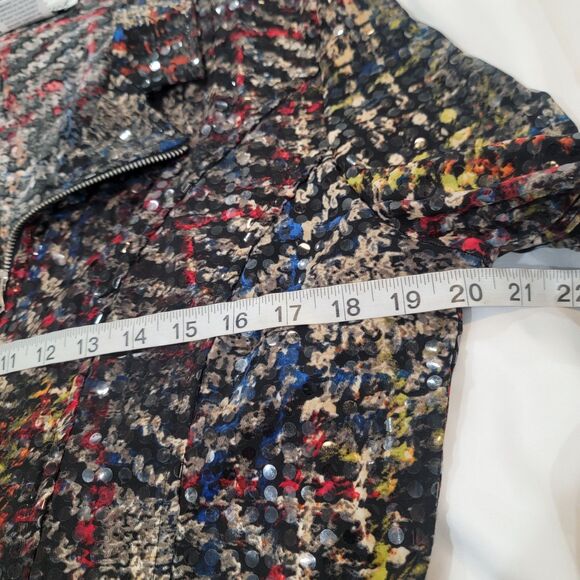 Vintage N Touch Womens Zip Up Sweater Size Small Sequin Abstract Art - Picture 6 of 7